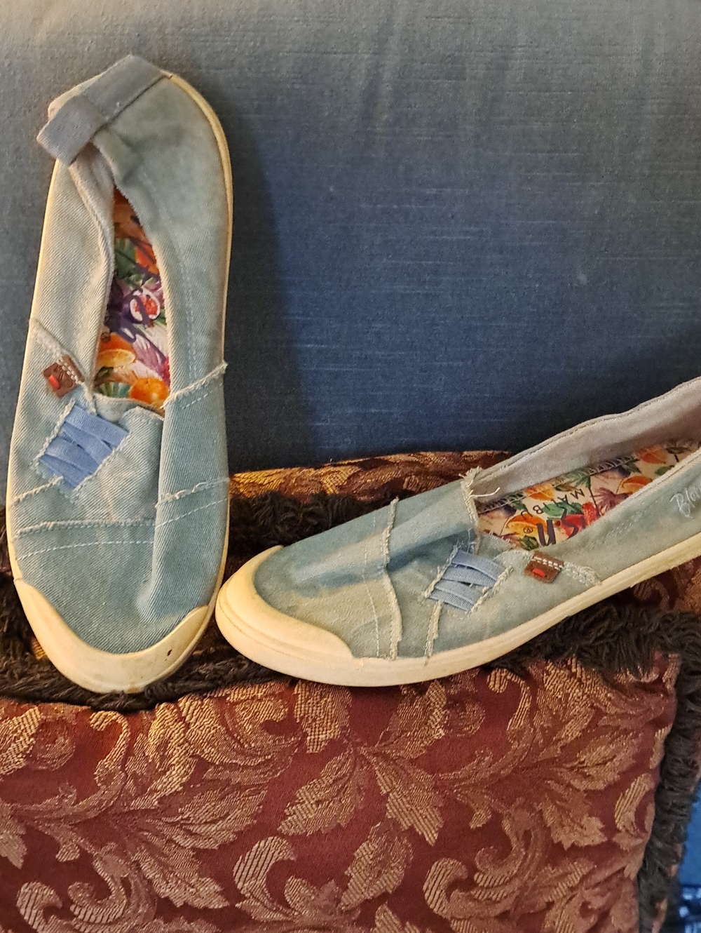 Women's Light Blue Slip-On Canvas Loafers